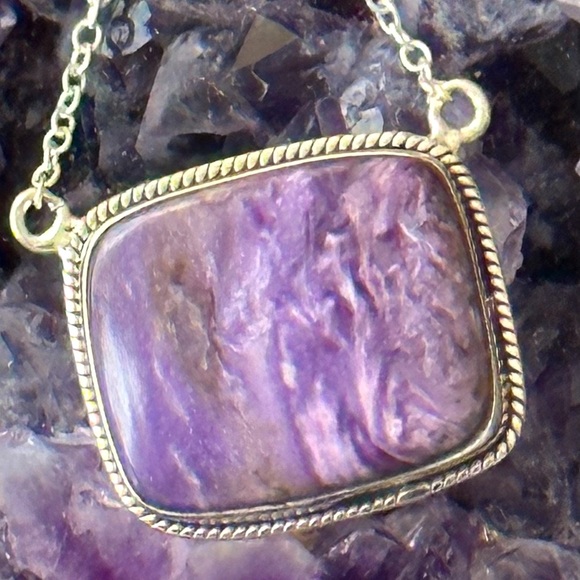 Charoite southwestern sterling silver necklace - Picture 1 of 8